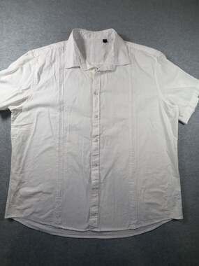 Design In Italy Men's White Short Sleeve Guayabera Shirt w/Pin-Tuck Details